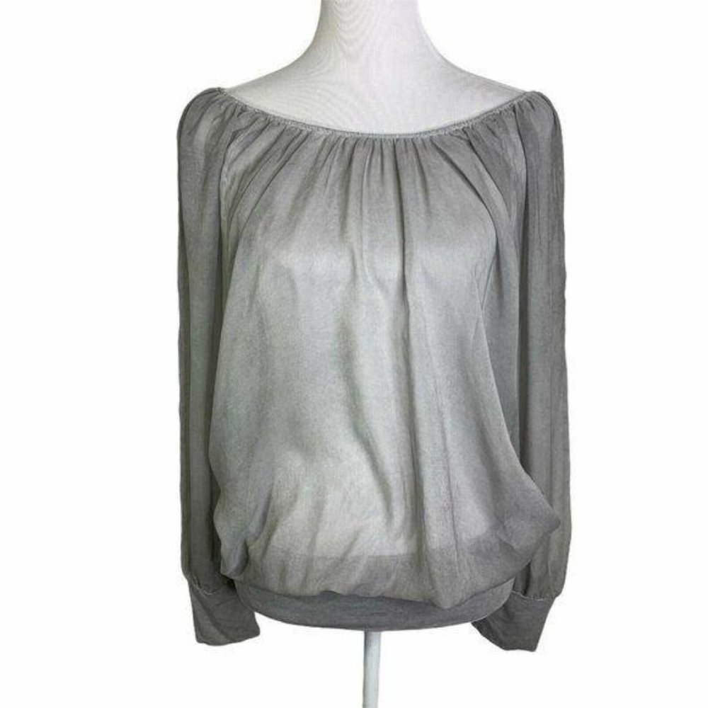 Tramontana Sheer Silky Long Sleeve Elastic Hem Top